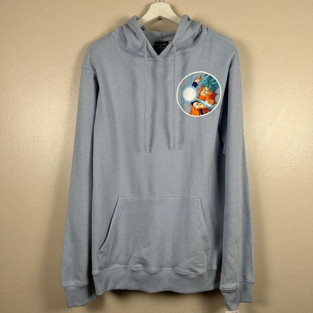 Dragon Ball Super Men's Medium Hoodie Blue Goku Super Saiyan Graphic‎ NEW